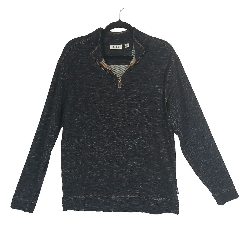 ROWM 100% Cotton 1/3 Zip Dark Grey Large Sweater Pullover Cold Weather #501